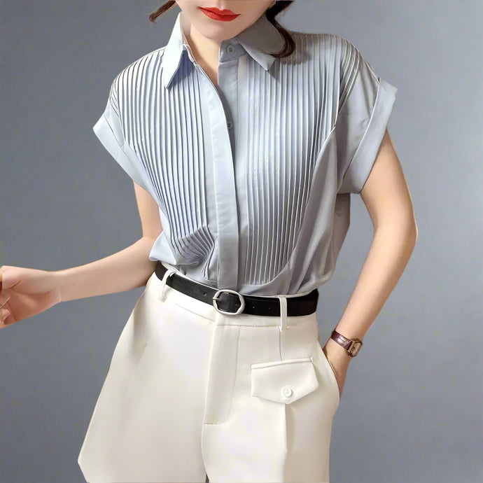 Pleated Polo Top