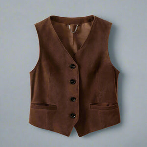 Suede V-neck Vest