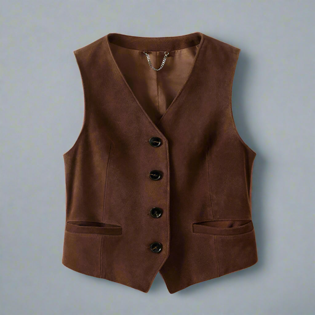 Suede V-neck Vest