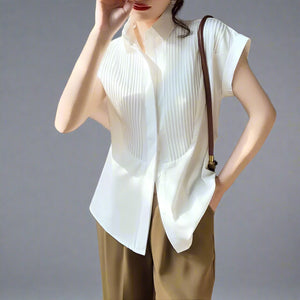 Pleated Polo Top