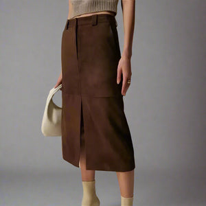 Suede Midi Skirt